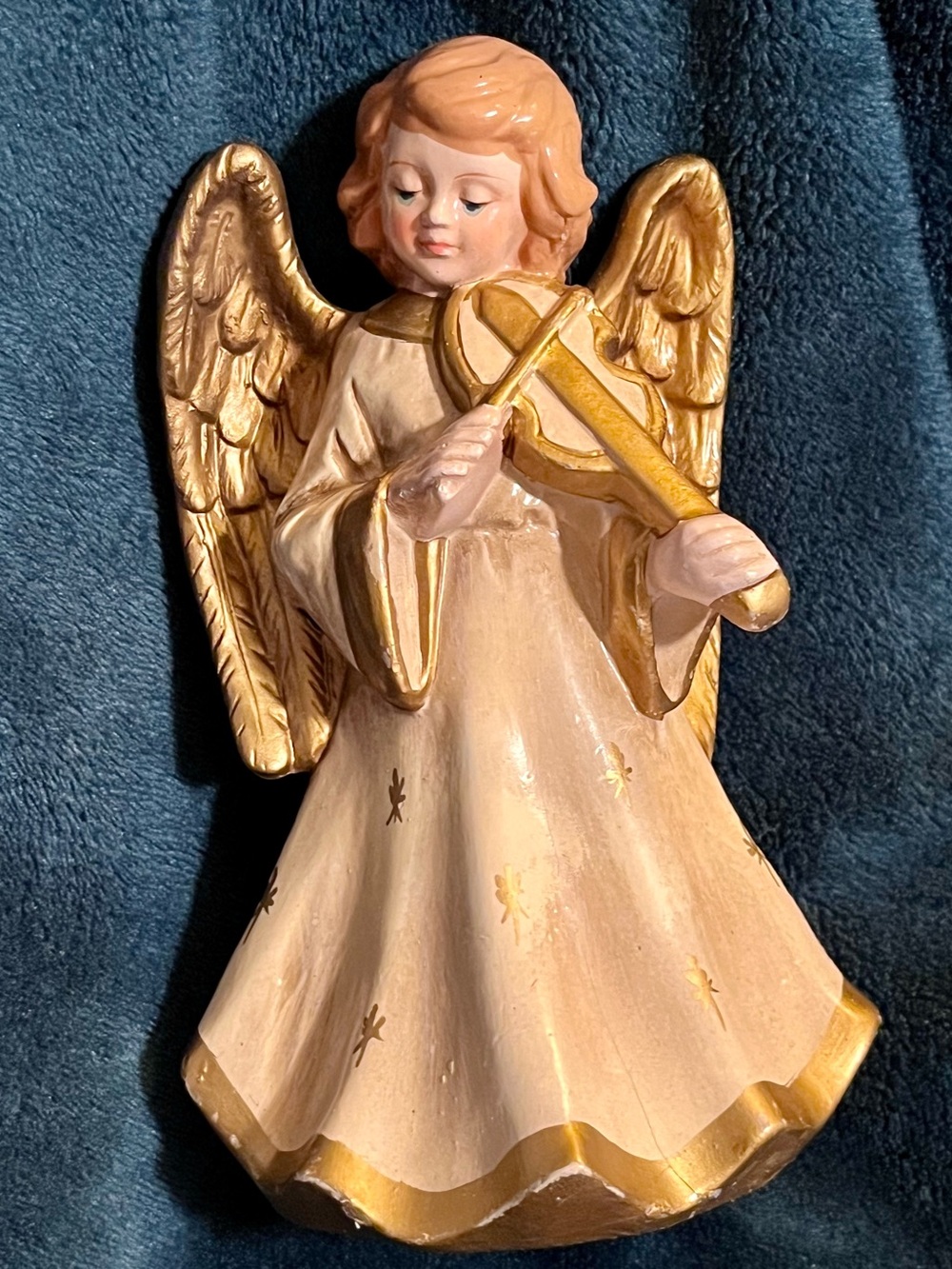 Vintage MCM  Angel with Violin Figurine Japan Paper-Mâché